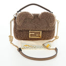 FENDI Baguette Shoulder Bag Shearing 2way Beige Gold Auth 203787SAM-12