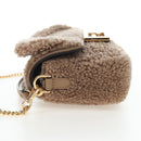 FENDI Baguette Shoulder Bag Shearing 2way Beige Gold Auth 203787SAM-3