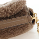 FENDI Baguette Shoulder Bag Shearing 2way Beige Gold Auth 203787SAM-14