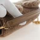 FENDI Baguette Shoulder Bag Shearing 2way Beige Gold Auth 203787SAM-15
