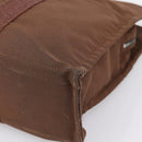 HERMES Her Line Tote MM Tote Bag Canvas Brown Silver Auth 203788-10