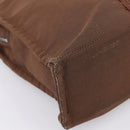 HERMES Her Line Tote MM Tote Bag Canvas Brown Silver Auth 203788-11