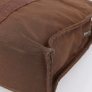 HERMES Her Line Tote MM Tote Bag Canvas Brown Silver Auth 203788-12