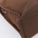 HERMES Her Line Tote MM Tote Bag Canvas Brown Silver Auth 203788-13