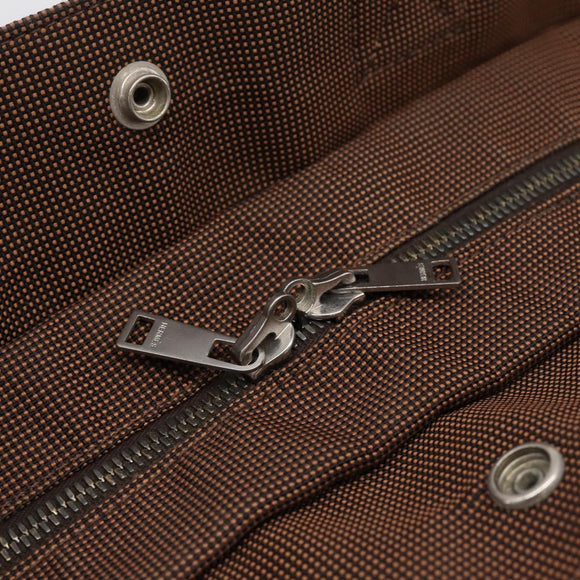 HERMES Her Line Tote MM Tote Bag Canvas Brown Silver Auth 203788