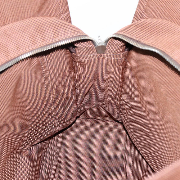 HERMES Her Line Tote MM Tote Bag Canvas Brown Silver Auth 203788