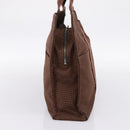 HERMES Her Line Tote MM Tote Bag Canvas Brown Silver Auth 203788-4