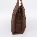 HERMES Her Line Tote MM Tote Bag Canvas Brown Silver Auth 203788-5