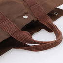 HERMES Her Line Tote MM Tote Bag Canvas Brown Silver Auth 203788-7