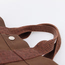HERMES Her Line Tote MM Tote Bag Canvas Brown Silver Auth 203788-8