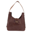 HERMES Sako Courchevel Shoulder Bag Leather Beige Gold Auth 203791A-2
