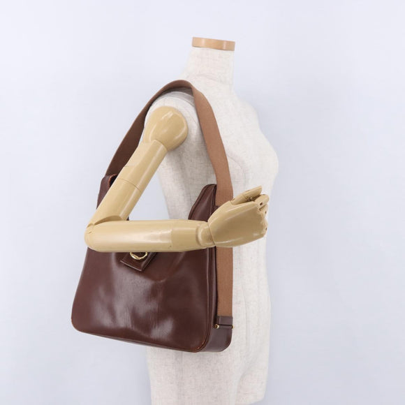 HERMES Sako Courchevel Shoulder Bag Leather Beige Gold Auth 203791A