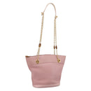 GUCCI Bamboo Chain Shoulder Bag Leather Pink Gold Auth 203792-1
