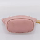 GUCCI Bamboo Chain Shoulder Bag Leather Pink Gold Auth 203792-5