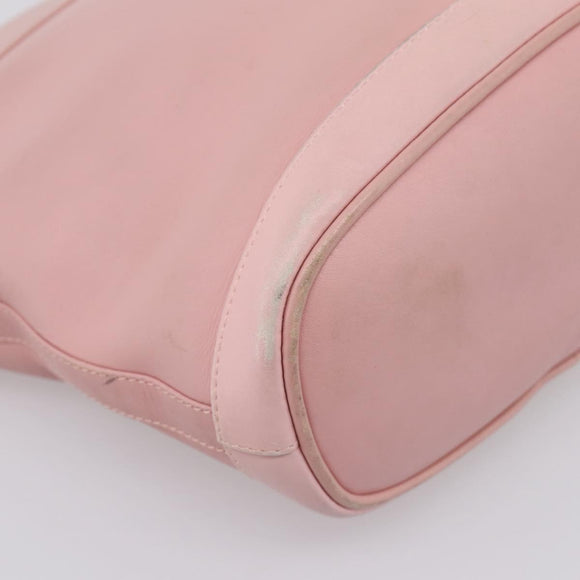 GUCCI Bamboo Chain Shoulder Bag Leather Pink Gold Auth 203792