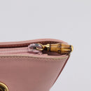 GUCCI Bamboo Chain Shoulder Bag Leather Pink Gold Auth 203792-19