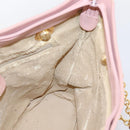 GUCCI Bamboo Chain Shoulder Bag Leather Pink Gold Auth 203792-21