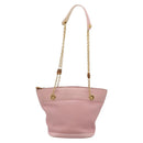 GUCCI Bamboo Chain Shoulder Bag Leather Pink Gold Auth 203792-13