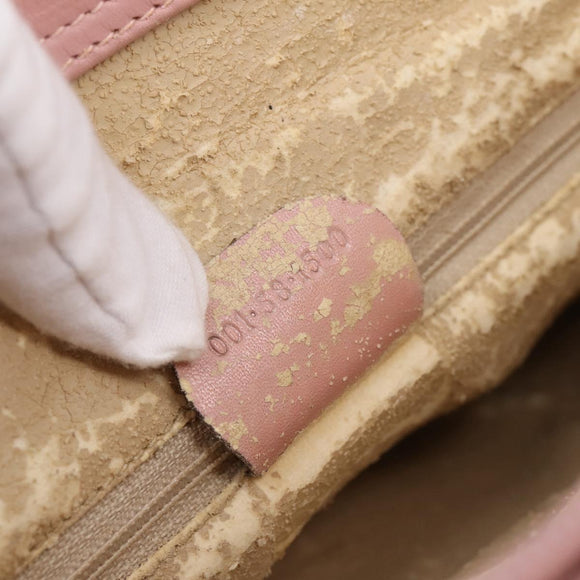 GUCCI Bamboo Chain Shoulder Bag Leather Pink Gold Auth 203792