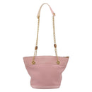GUCCI Bamboo Chain Shoulder Bag Leather Pink Gold Auth 203792-2