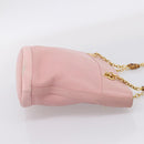GUCCI Bamboo Chain Shoulder Bag Leather Pink Gold Auth 203792-4