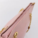 GUCCI Bamboo Chain Shoulder Bag Leather Pink Gold Auth 203792-6