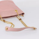 GUCCI Bamboo Chain Shoulder Bag Leather Pink Gold Auth 203792-7