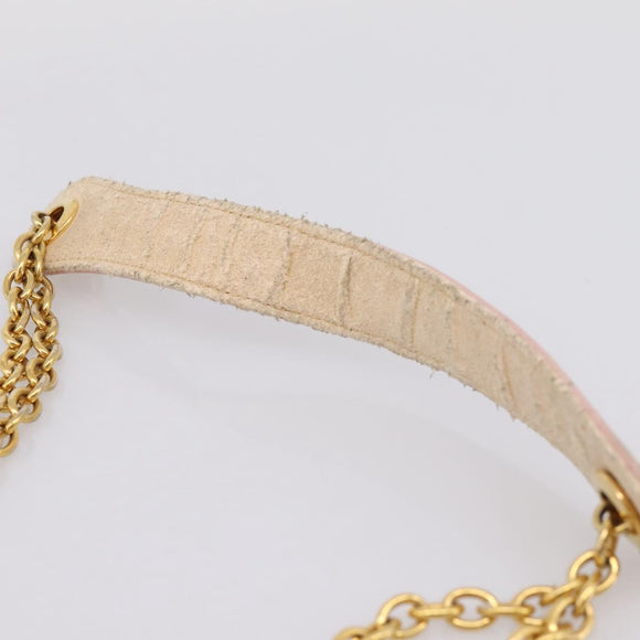 GUCCI Bamboo Chain Shoulder Bag Leather Pink Gold Auth 203792
