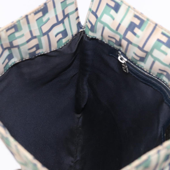FENDI Zucca Canvas Tote Bag Green Silver Auth 203793