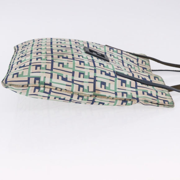 FENDI Zucca Canvas Tote Bag Green Silver Auth 203793