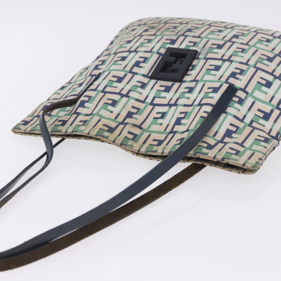 FENDI Zucca Canvas Tote Bag Green Silver Auth 203793
