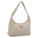 PRADA Hand Bag Nylon Beige Gold Auth 203797A-1