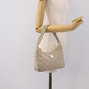 PRADA Hand Bag Nylon Beige Gold Auth 203797A-21