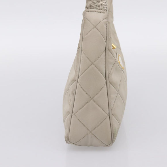 PRADA Hand Bag Nylon Beige Gold Auth 203797A