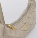 PRADA Hand Bag Nylon Beige Gold Auth 203797A-6