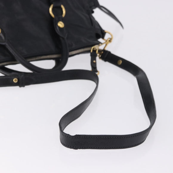 Miu Miu Hand Bag Leather 2way Black Gold Auth 203798V