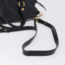Miu Miu Hand Bag Leather 2way Black Gold Auth 203798V-9