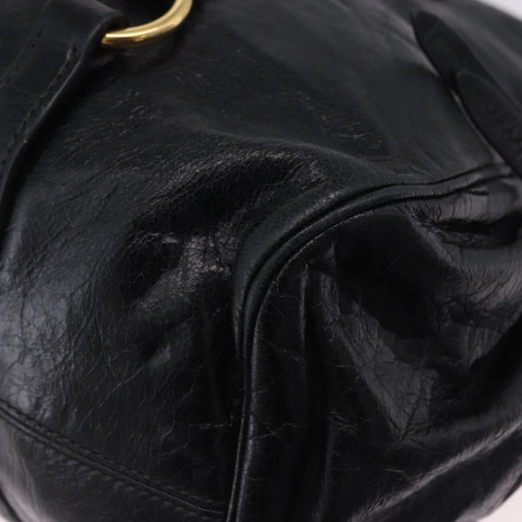 Miu Miu Hand Bag Leather 2way Black Gold Auth 203798V