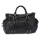 Miu Miu Hand Bag Leather 2way Black Gold Auth 203798V-13