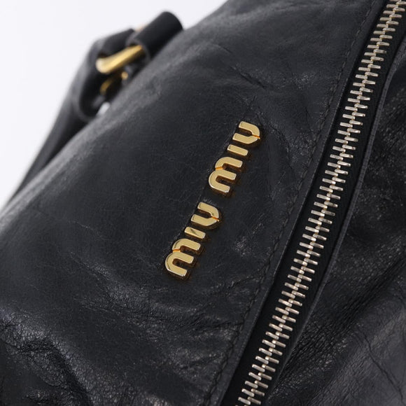 Miu Miu Hand Bag Leather 2way Black Gold Auth 203798V