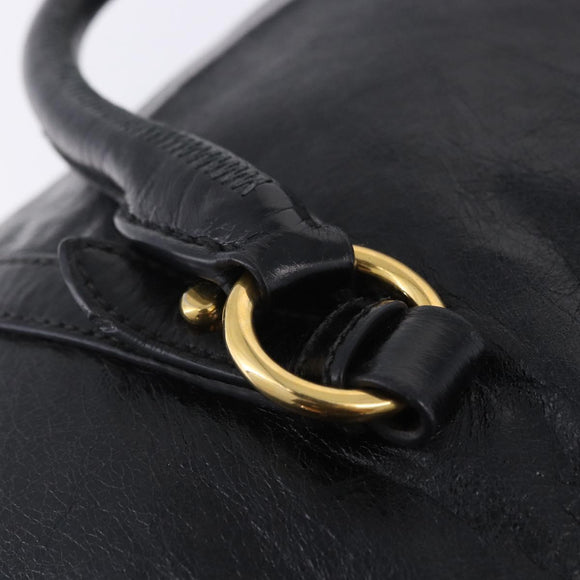 Miu Miu Hand Bag Leather 2way Black Gold Auth 203798V