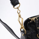 Miu Miu Hand Bag Leather 2way Black Gold Auth 203798V-26