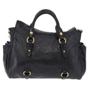 Miu Miu Hand Bag Leather 2way Black Gold Auth 203798V-2
