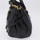 Miu Miu Hand Bag Leather 2way Black Gold Auth 203798V-3