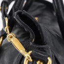 Miu Miu Hand Bag Leather 2way Black Gold Auth 203798V-4