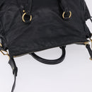 Miu Miu Hand Bag Leather 2way Black Gold Auth 203798V-14