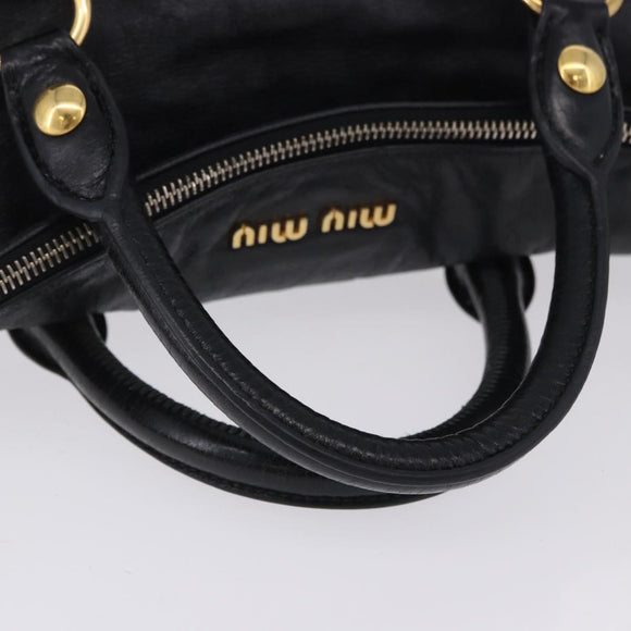 Miu Miu Hand Bag Leather 2way Black Gold Auth 203798V