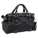 Miu Miu Hand Bag Leather 2way Black Gold Auth 203800V-1