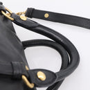Miu Miu Hand Bag Leather 2way Black Gold Auth 203800V-14