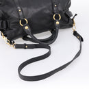 Miu Miu Hand Bag Leather 2way Black Gold Auth 203800V-10
